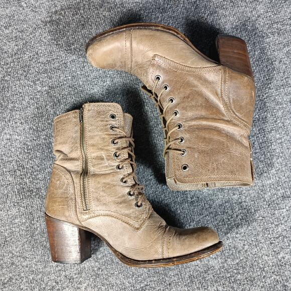 Steve Madden Graanie Ankle Boots Women Sz 8.5 M Brown Leather Lace Up - Picture 3 of 9